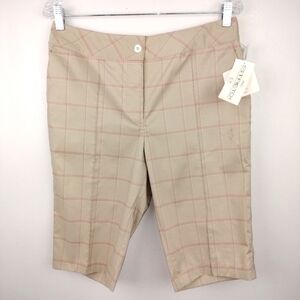 NWT EP Pro Pro-Stretch "From Afar" Golf Shorts in Praline Windowpane Plaid